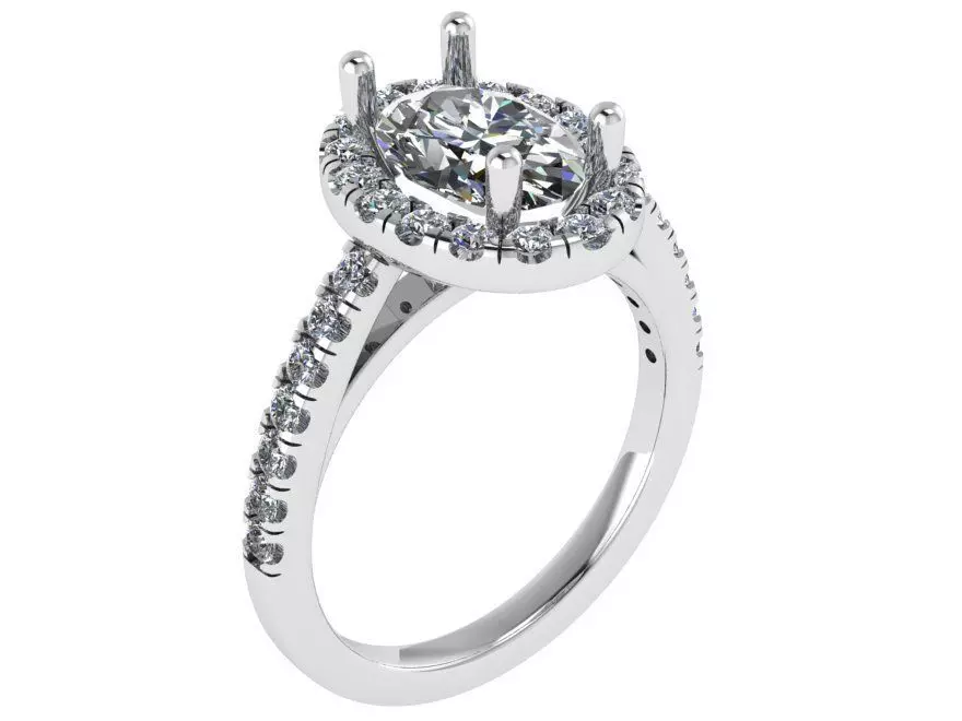 Oval Halo Ring 1196 3D print model