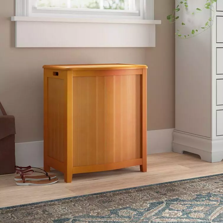 Wood Laundry Hamper with Handles 3D model_0