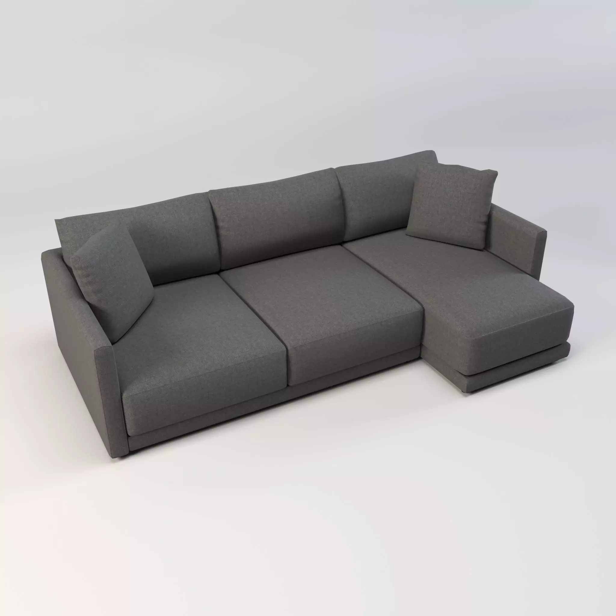 Gather arm wide chaise sectional sofa Low-poly 3D model