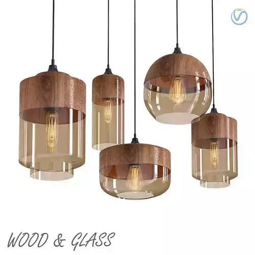 Wood and glass pendant
