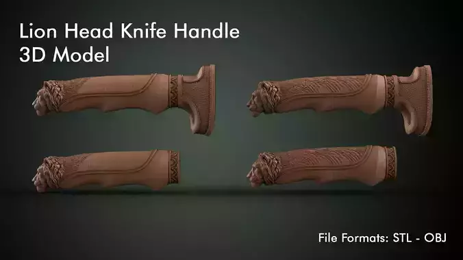 Lion Head Knife Handle 3D print model