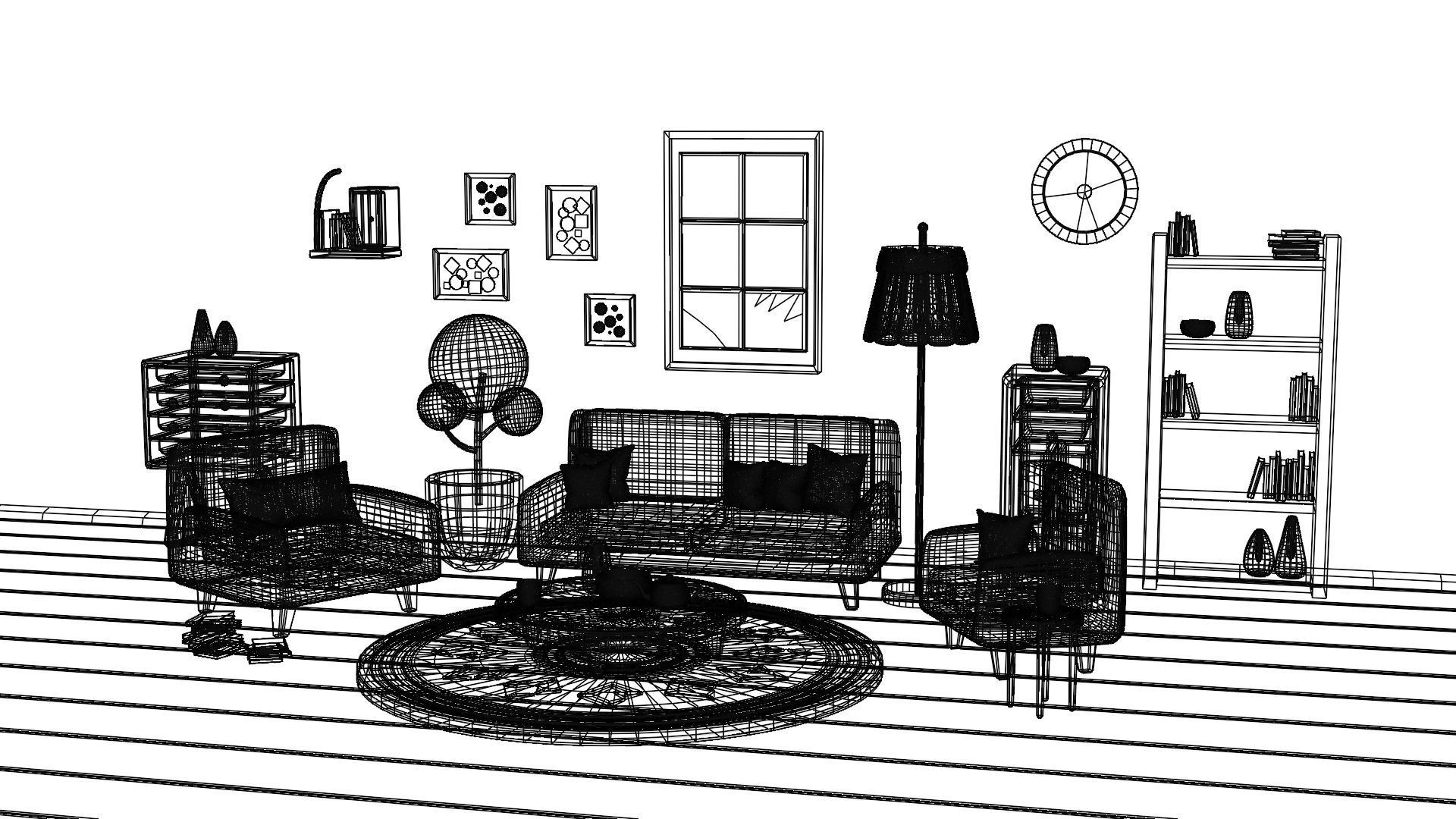 Stylized Living Room 3D model_5