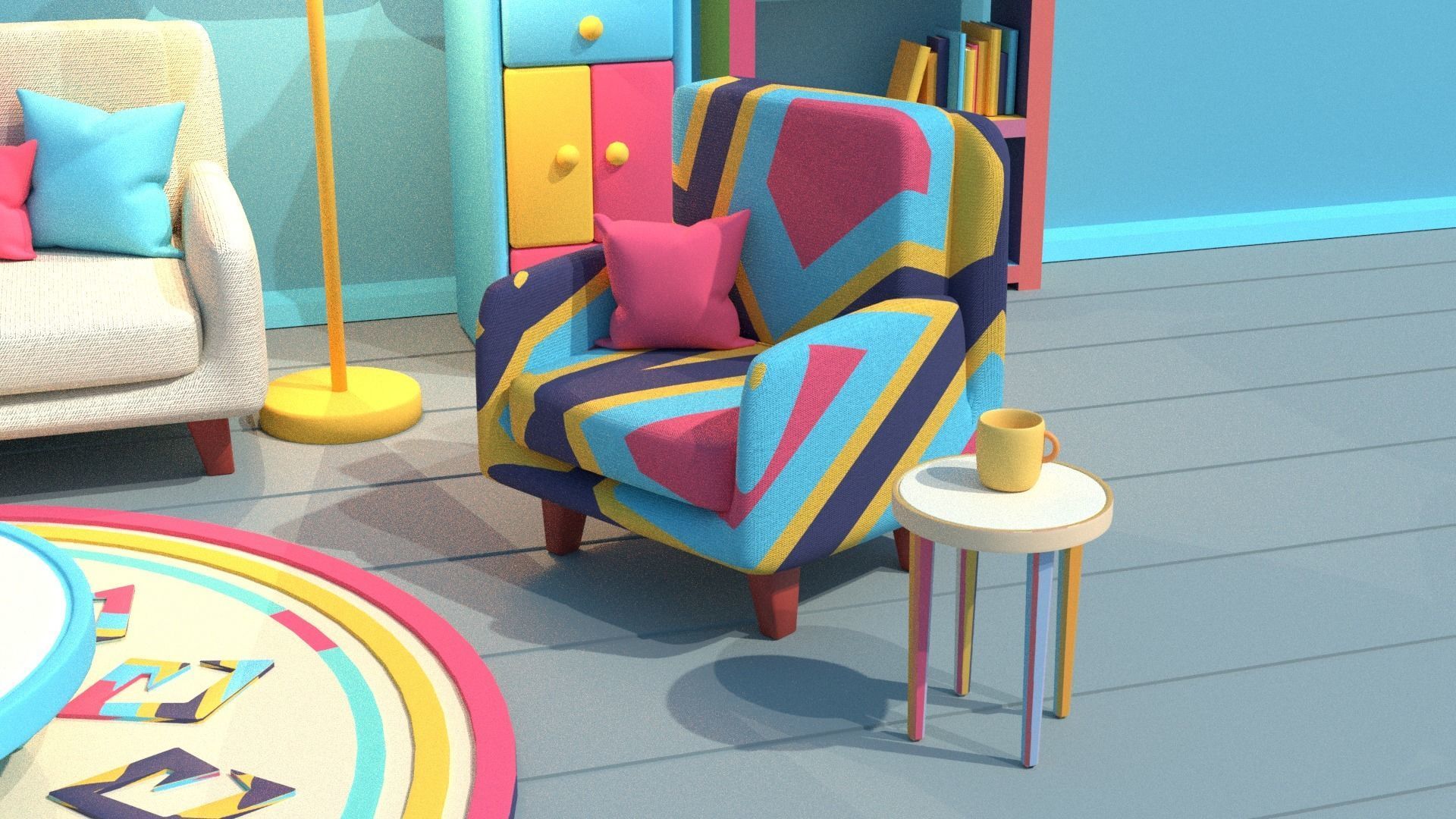 Stylized Living Room 3D model_2