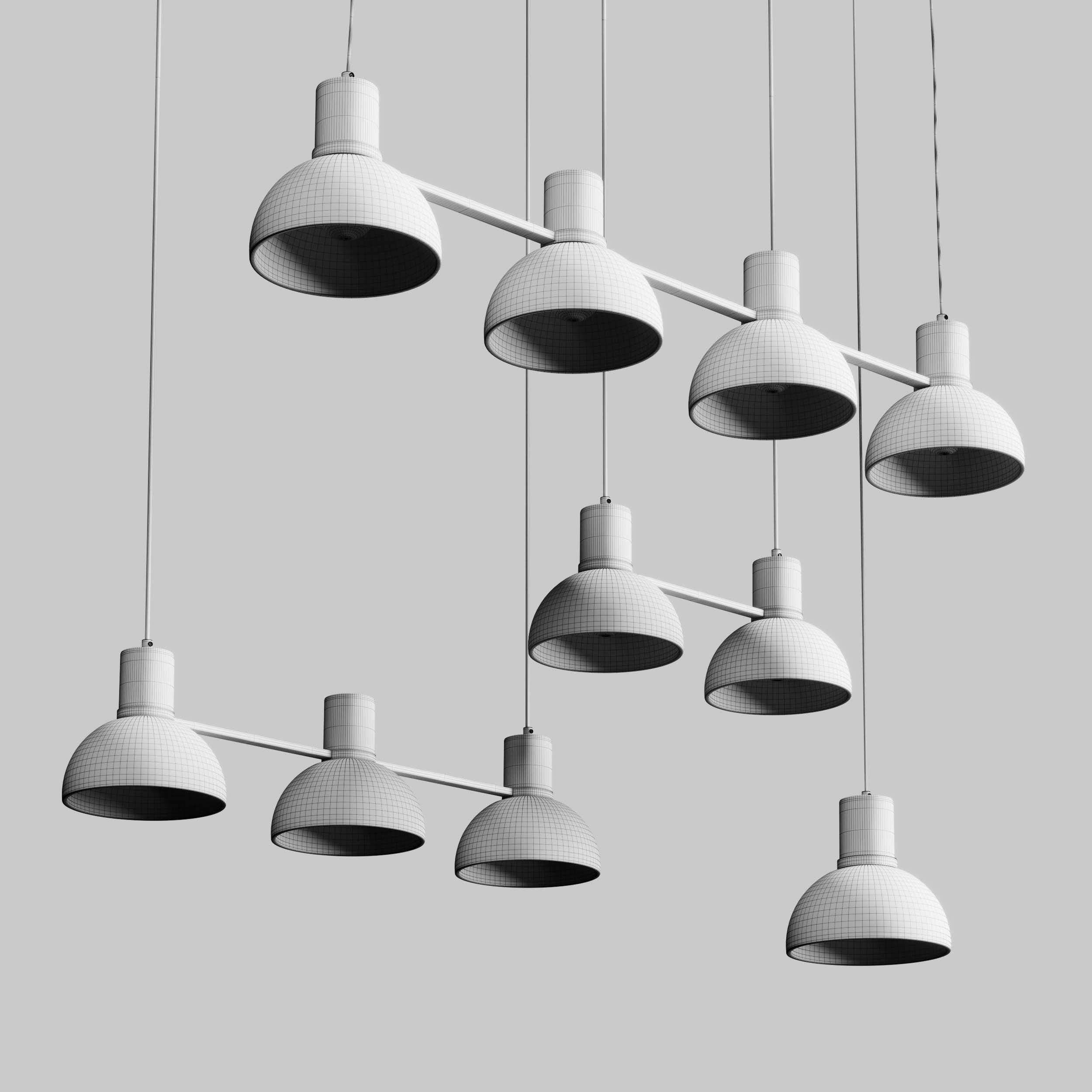 Mostrid pendant Lamp Black - Lucande Low-poly 3D model_4