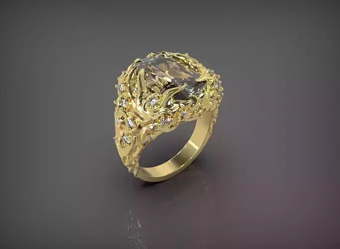 Dragon ring Drakon hand with diamonds