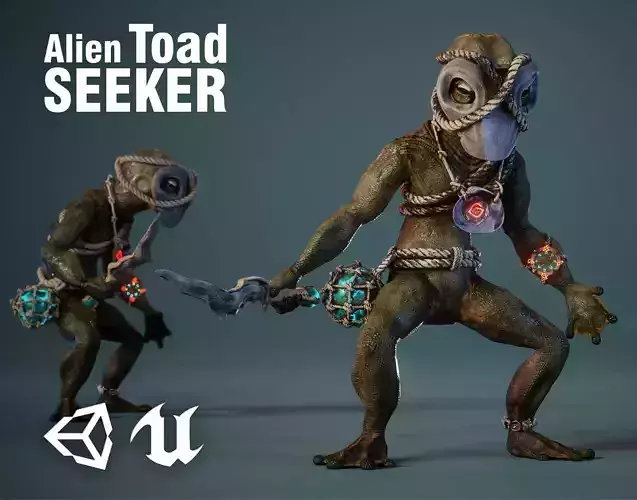 Alien Toad Seeker - Game Ready Low-poly 3D model