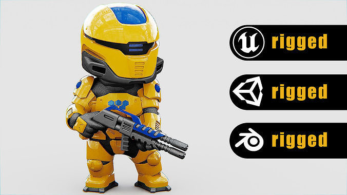 TOON CYBER TROOPER-B Rigged for Unreal Engine - Unity - MIXAMO 3D model