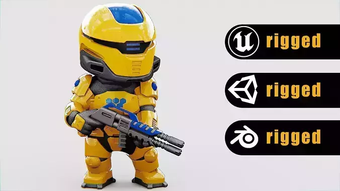 TOON CYBER TROOPER-B Rigged for Unreal Engine - Unity - MIXAMO