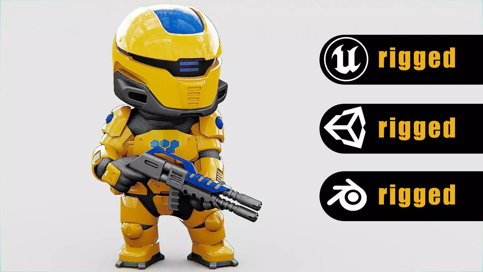 TOON CYBER TROOPER-B Rigged for Unreal Engine - Unity - MIXAMO 3D model