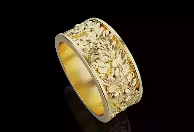 Leaf with Aesthetic Beautiful Patterns Ring 3D print model