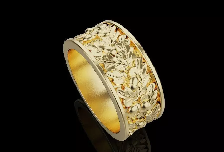 Leaf with Aesthetic Beautiful Patterns Ring 3D print model