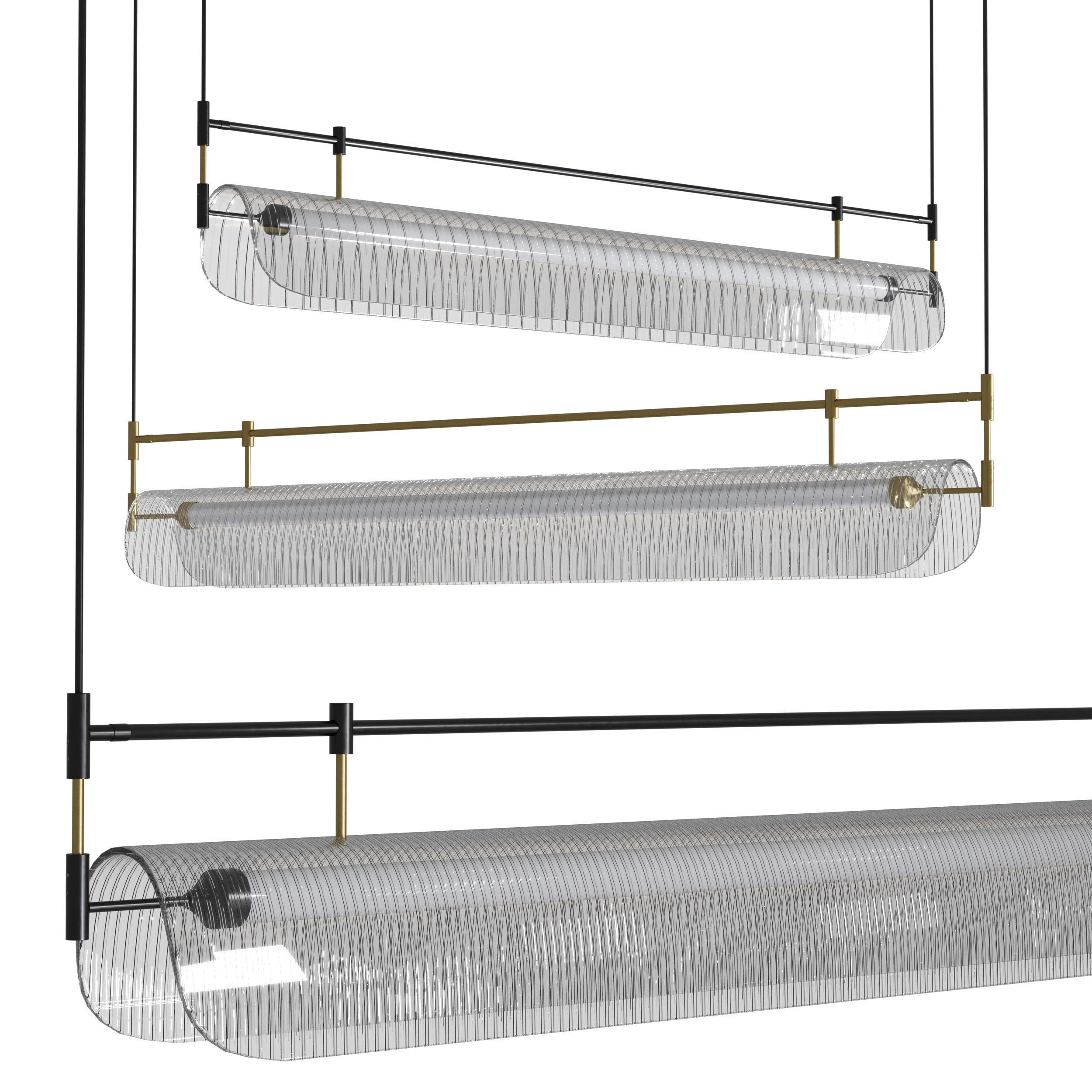 Nami Linear Chandelier Low-poly 3D model_2