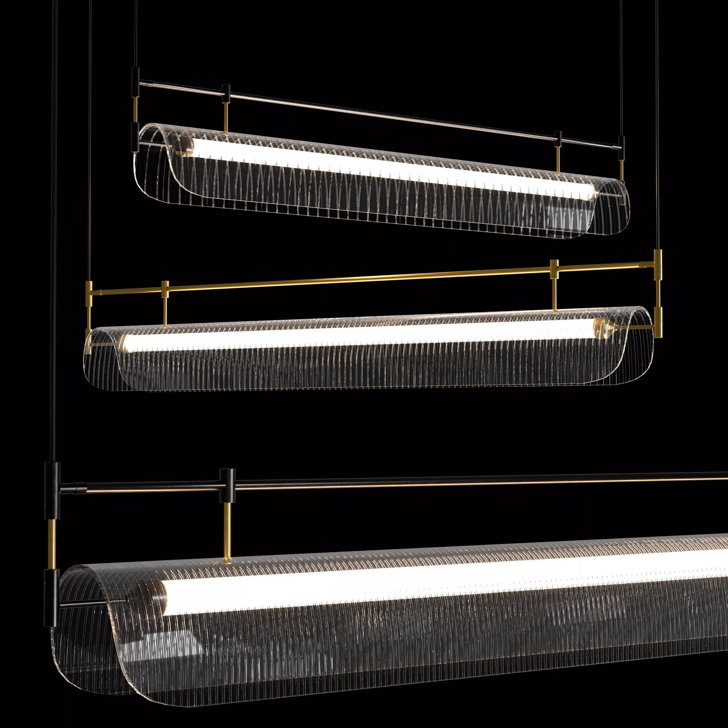 Nami Linear Chandelier Low-poly 3D model_0