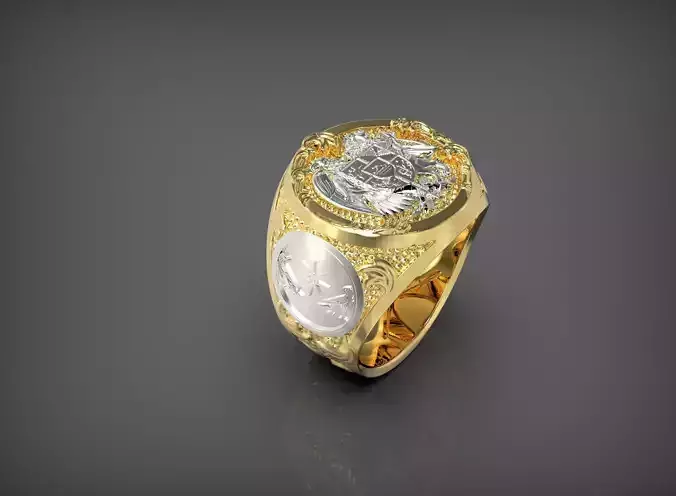 Coat of Arms Ring Gerb with beautiful patterns