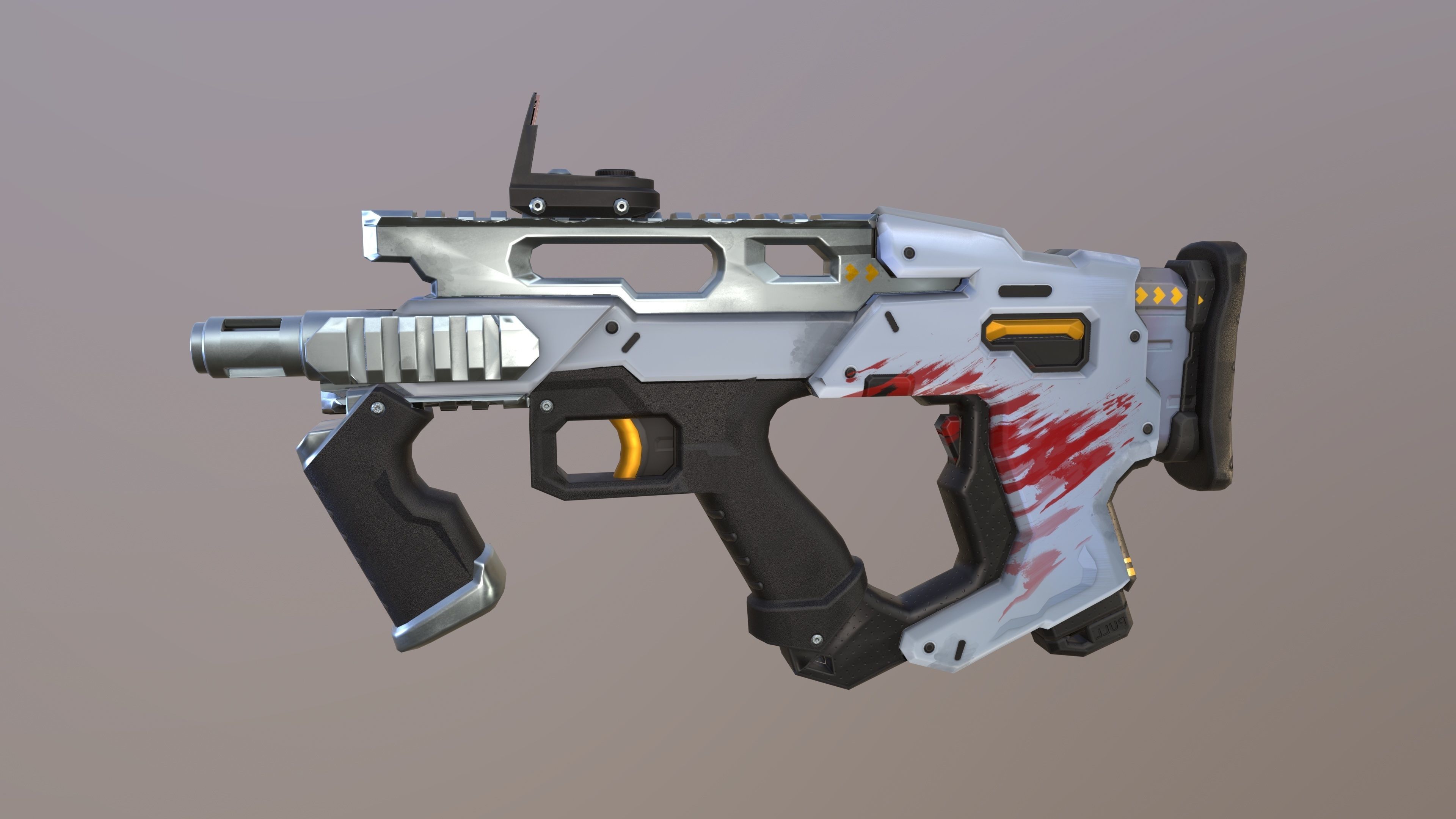 Sci-Fi  shotgun gun PBR low-poly  3D model Low-poly 3D model_2