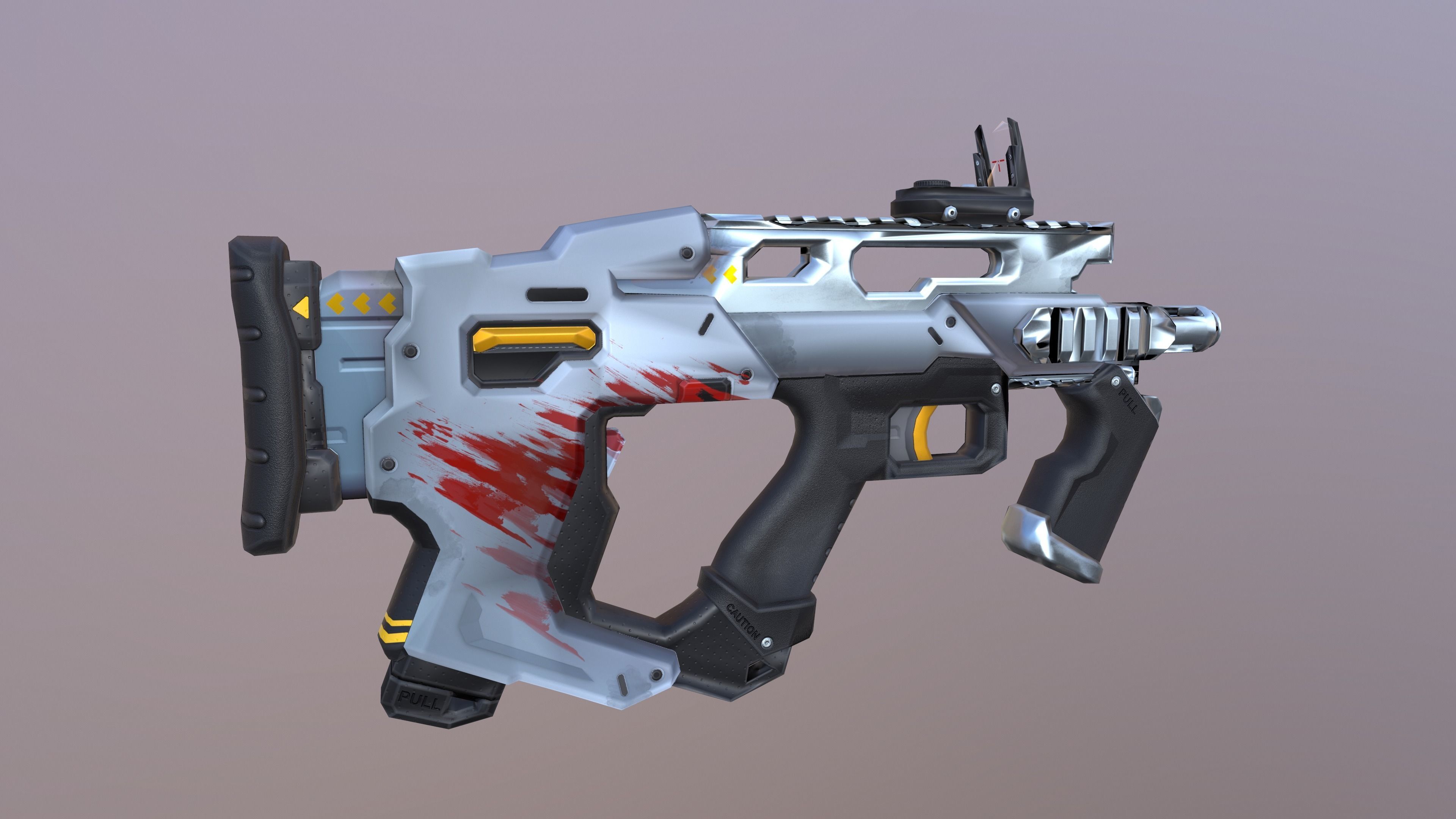 Sci-Fi  shotgun gun PBR low-poly  3D model Low-poly 3D model_29
