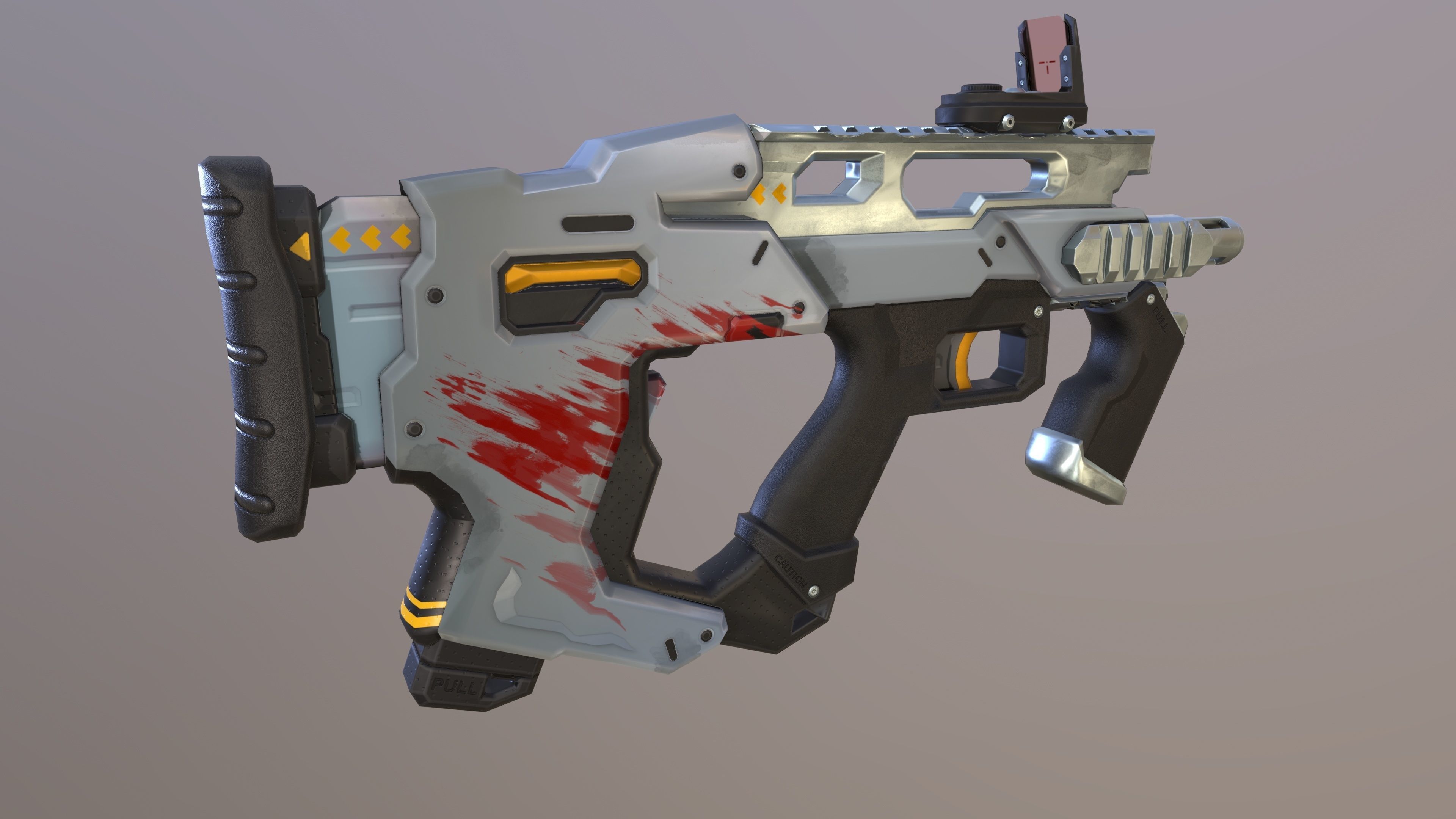 Sci-Fi  shotgun gun PBR low-poly  3D model Low-poly 3D model_7