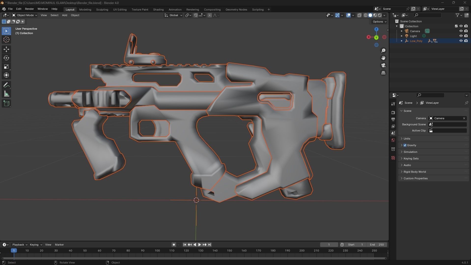 Sci-Fi  shotgun gun PBR low-poly  3D model Low-poly 3D model_25