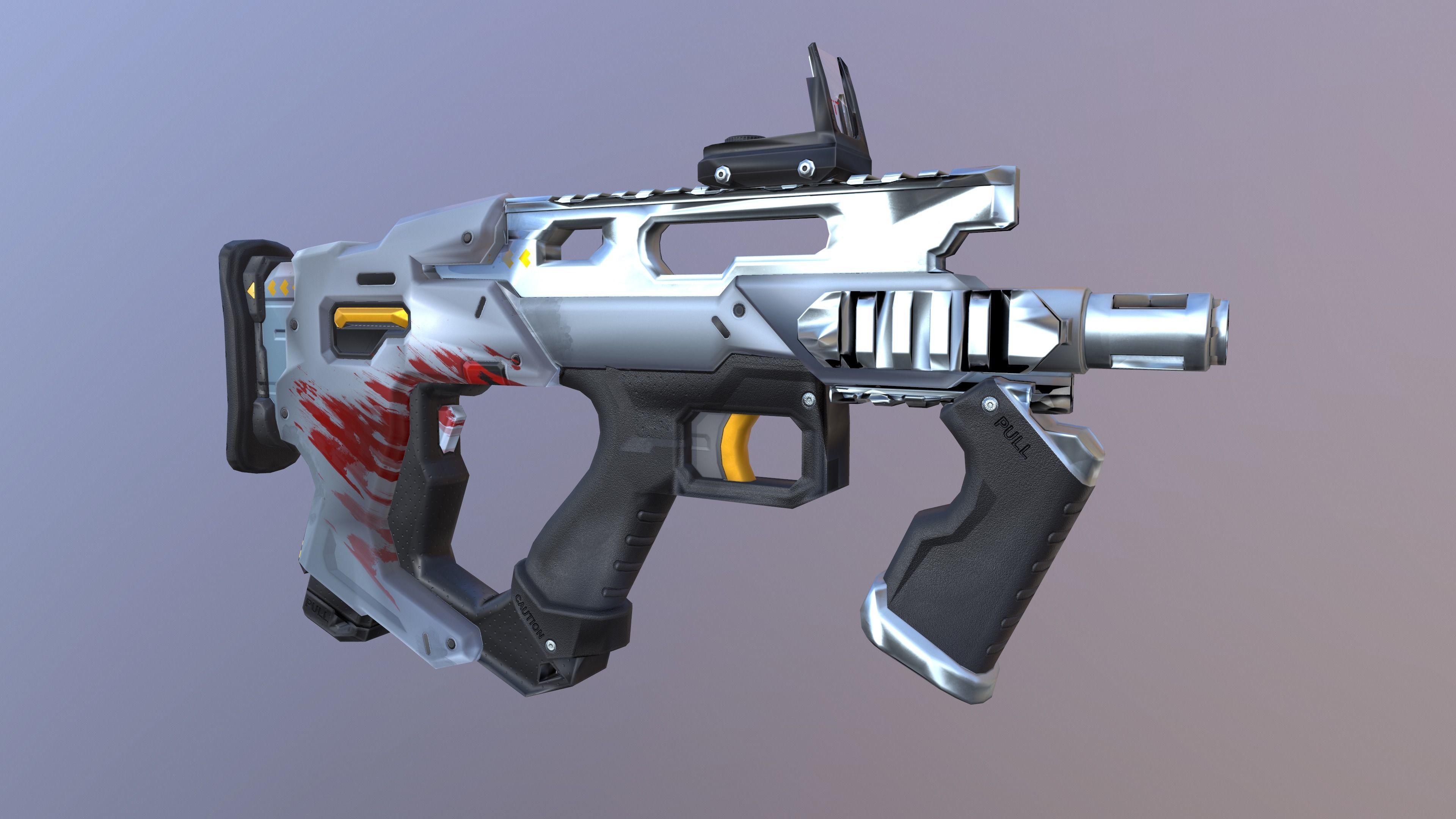Sci-Fi  shotgun gun PBR low-poly  3D model Low-poly 3D model_28