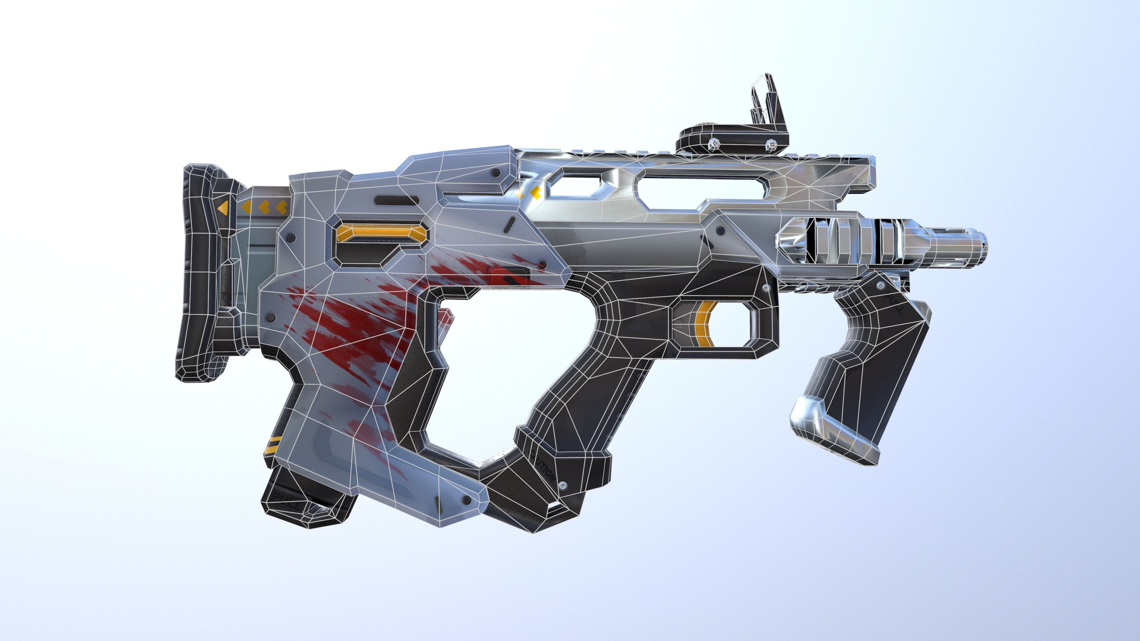 Sci-Fi  shotgun gun PBR low-poly  3D model Low-poly 3D model_16