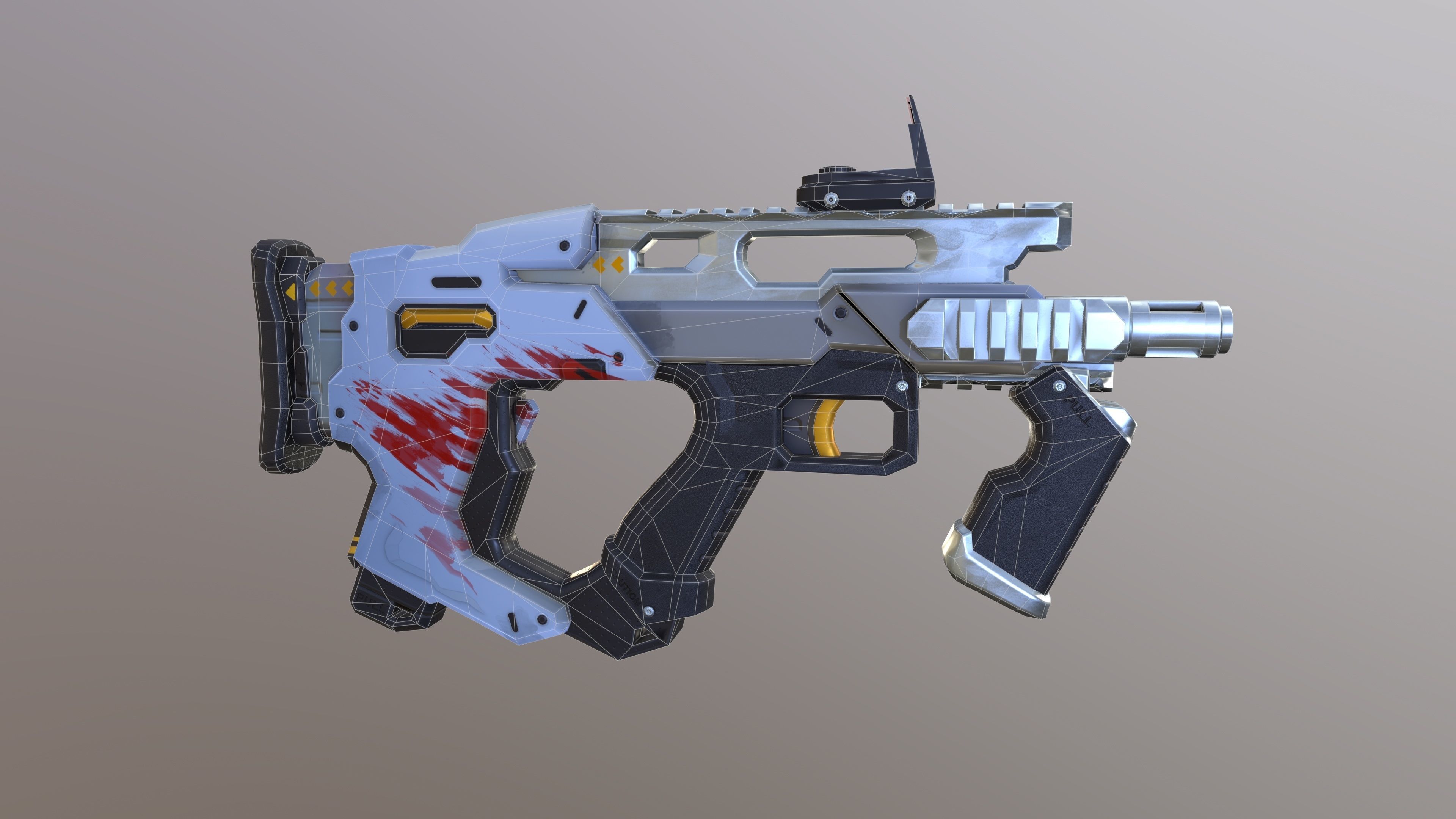Sci-Fi  shotgun gun PBR low-poly  3D model Low-poly 3D model_12