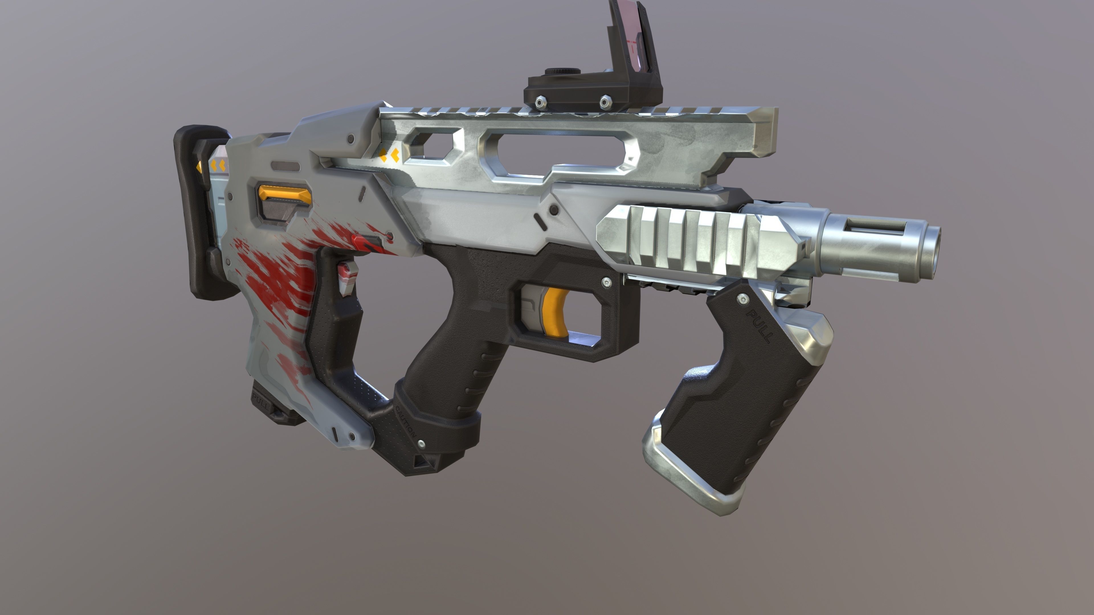 Sci-Fi  shotgun gun PBR low-poly  3D model Low-poly 3D model_6