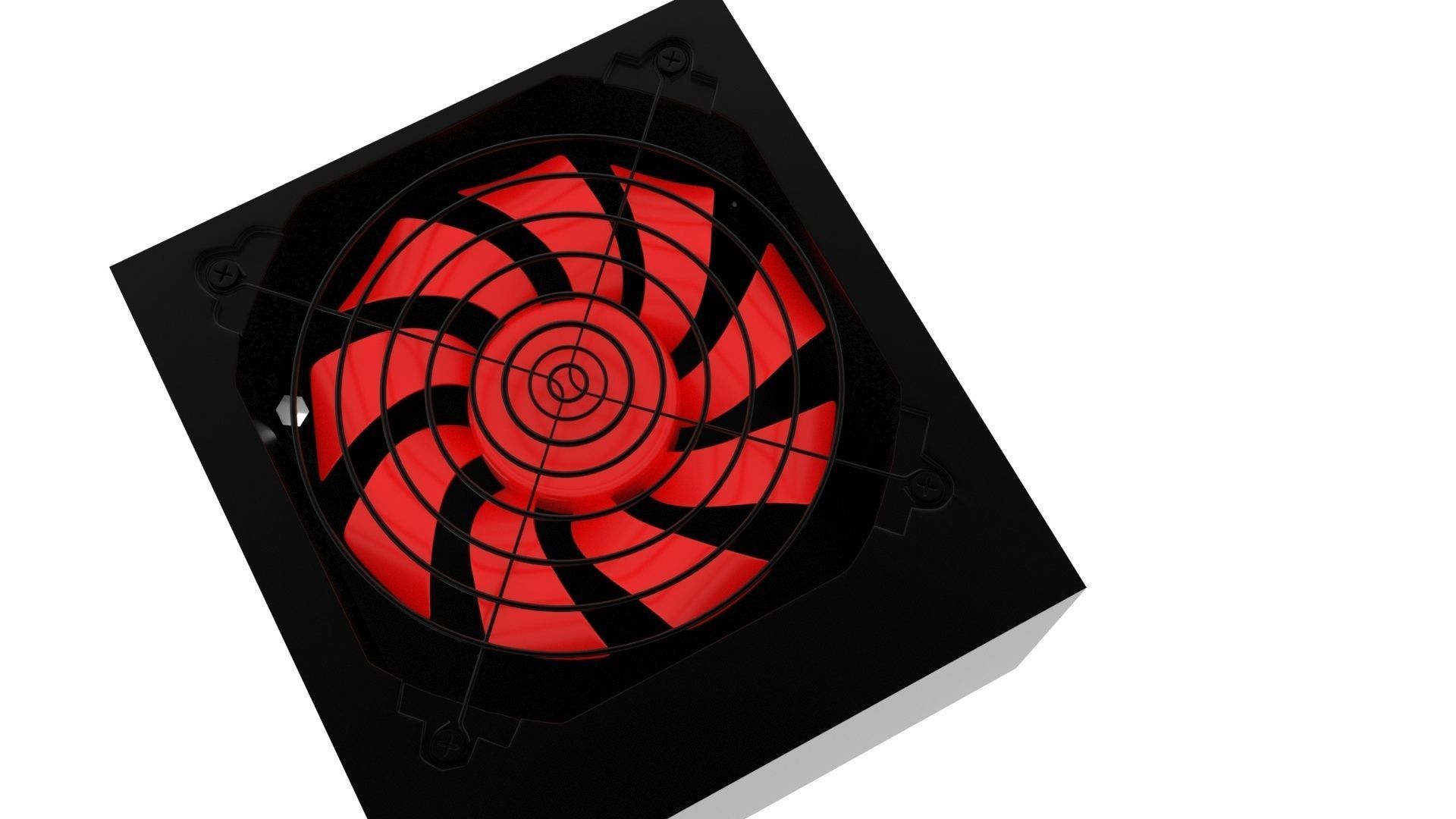 Black Power Supply Unit With Spinning Fan 3D model_8