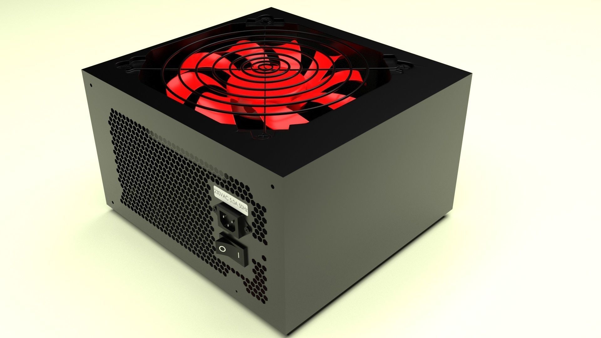 Black Power Supply Unit With Spinning Fan 3D model_33