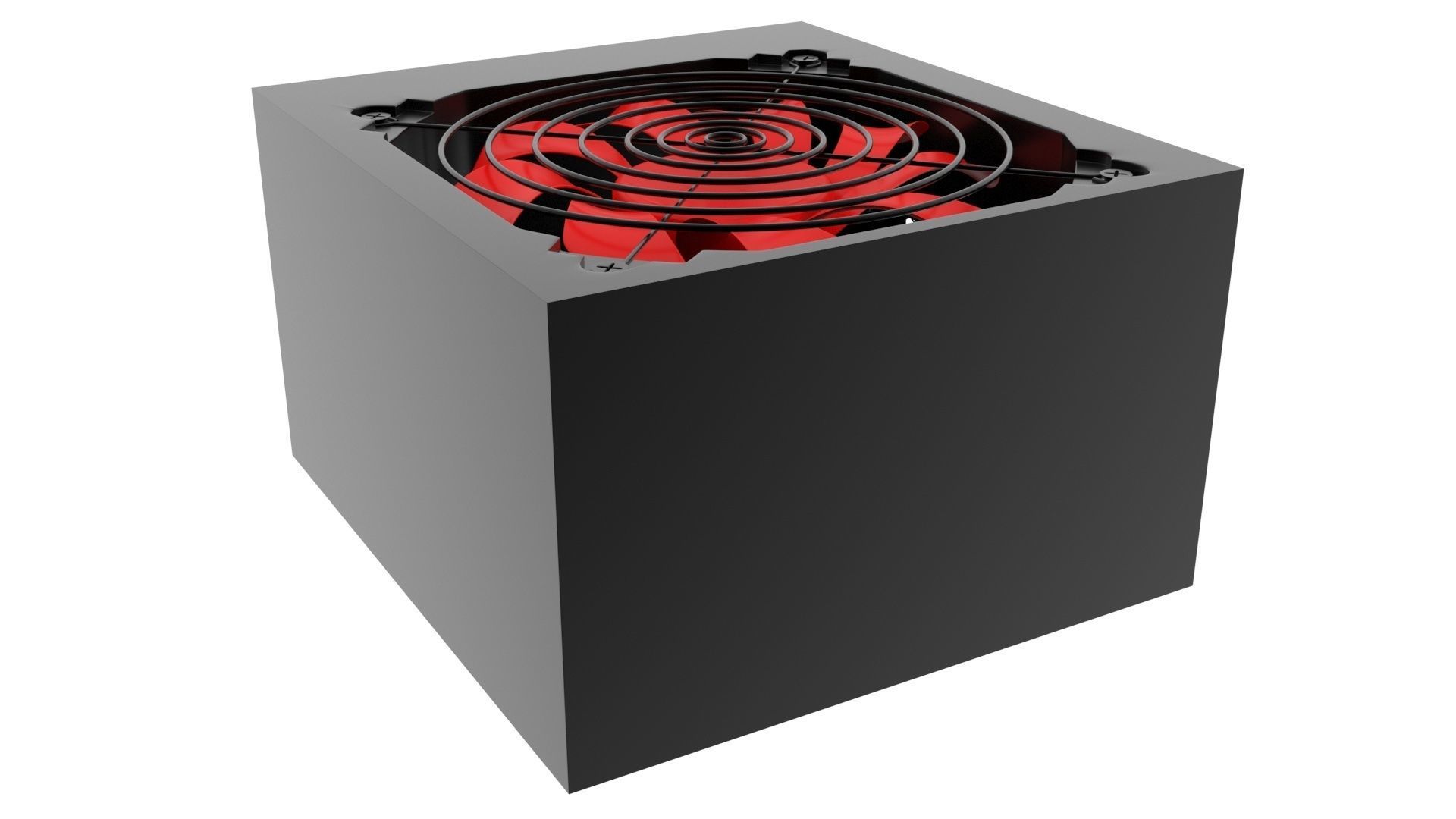Black Power Supply Unit With Spinning Fan 3D model_3