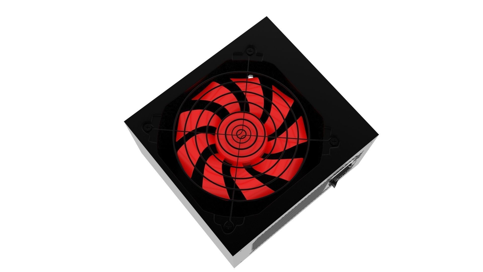 Black Power Supply Unit With Spinning Fan 3D model_4
