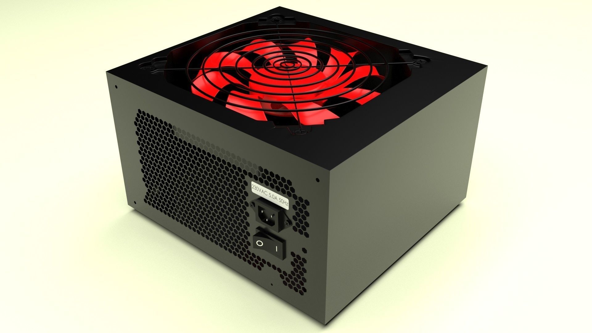 Black Power Supply Unit With Spinning Fan 3D model_28