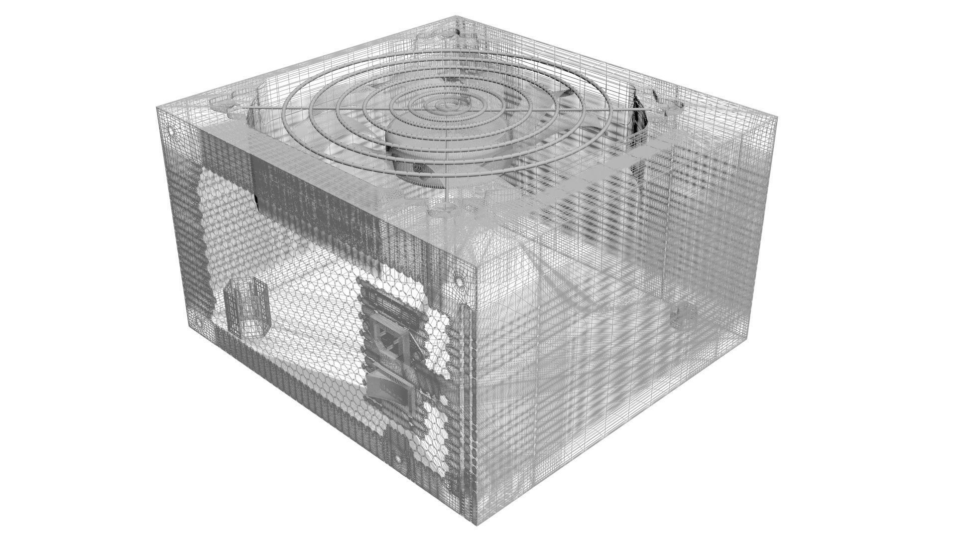 Black Power Supply Unit With Spinning Fan 3D model_16
