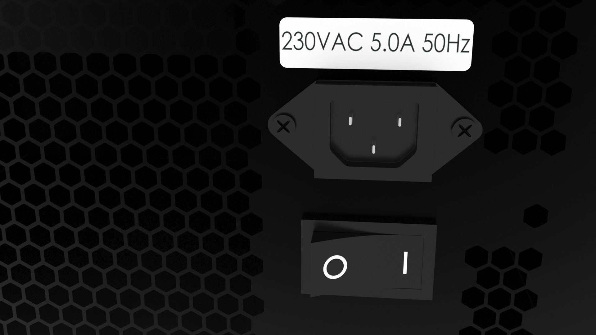 Black Power Supply Unit With Spinning Fan 3D model_6