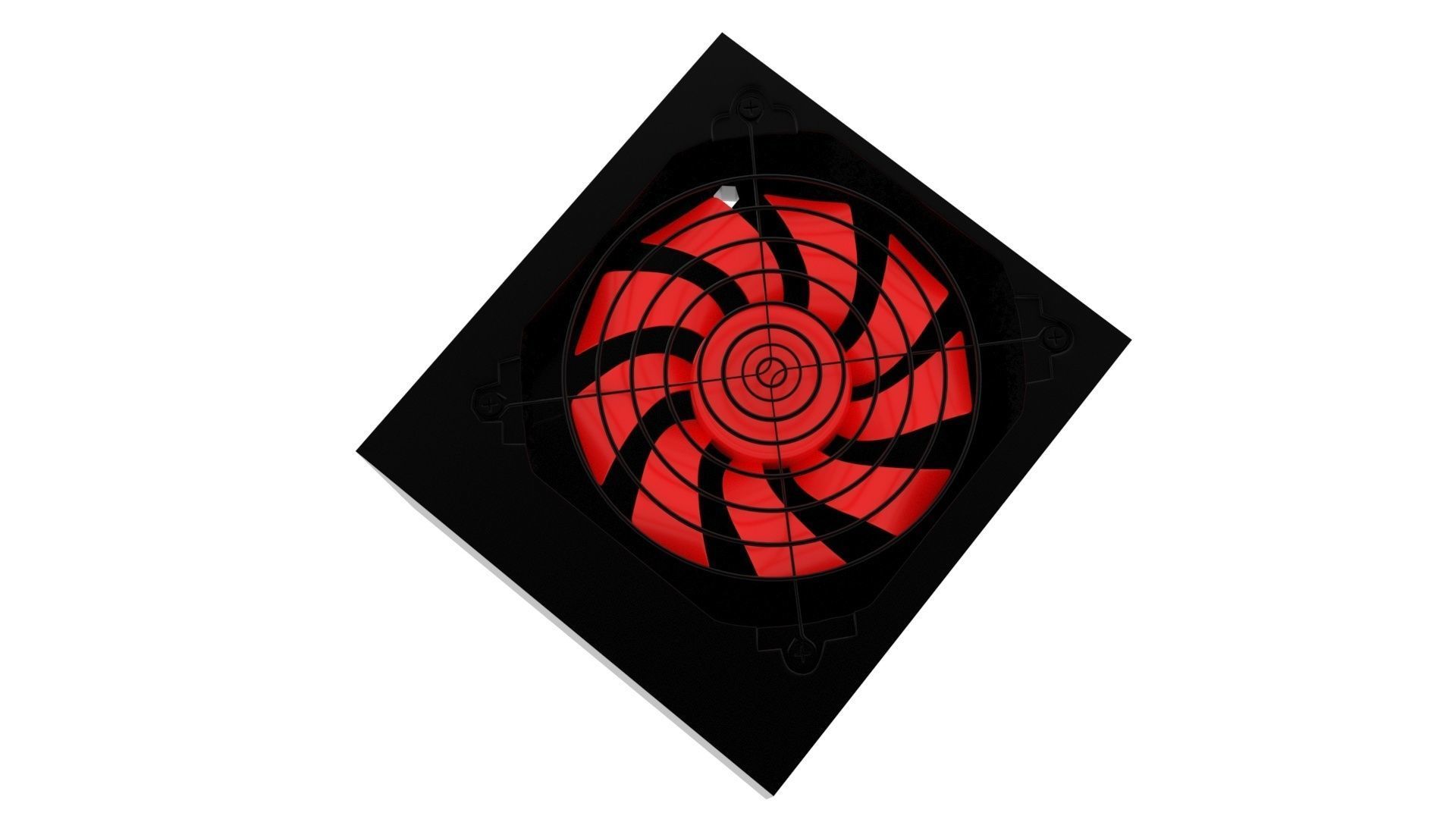 Black Power Supply Unit With Spinning Fan 3D model_2