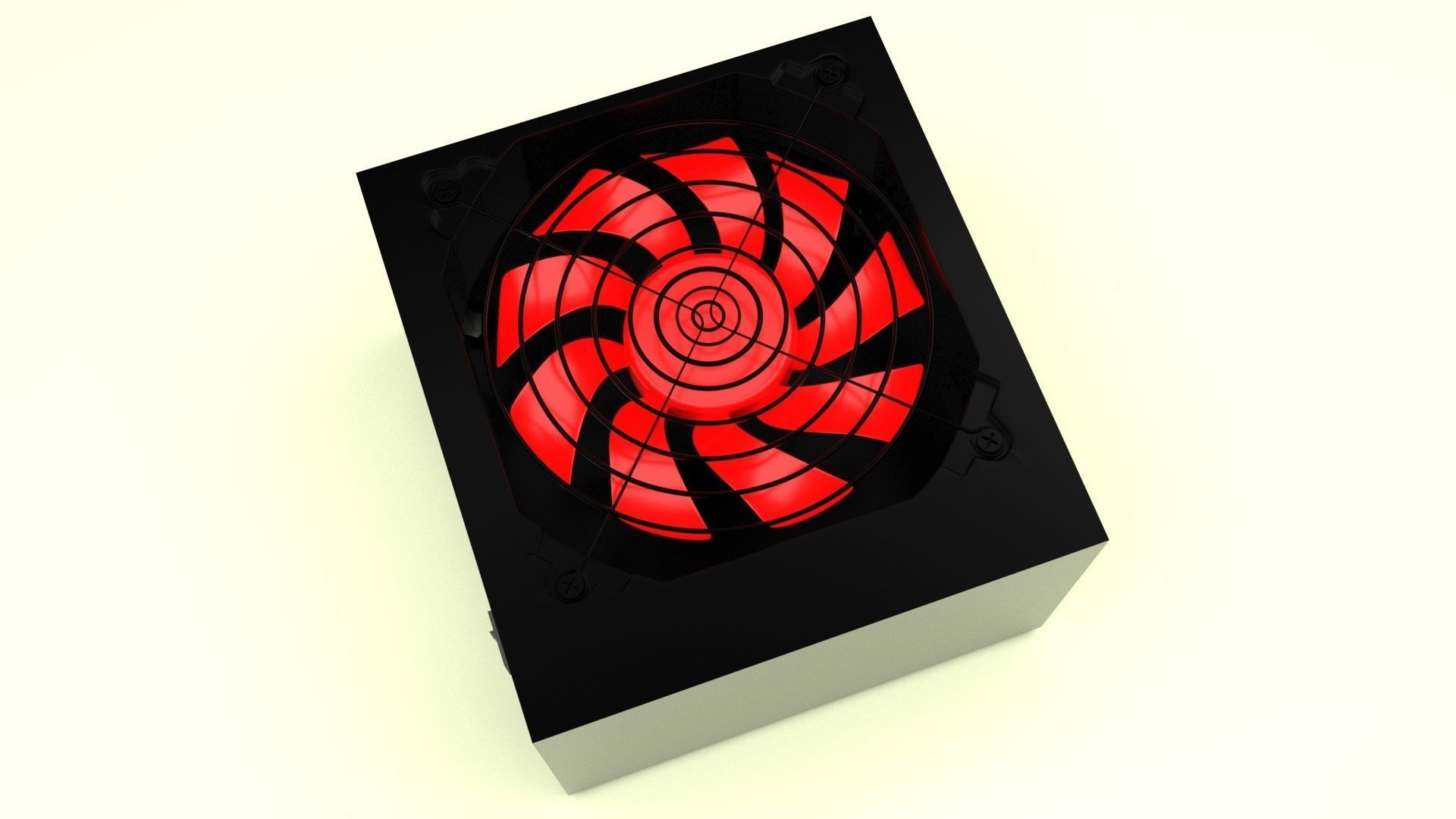 Black Power Supply Unit With Spinning Fan 3D model_29