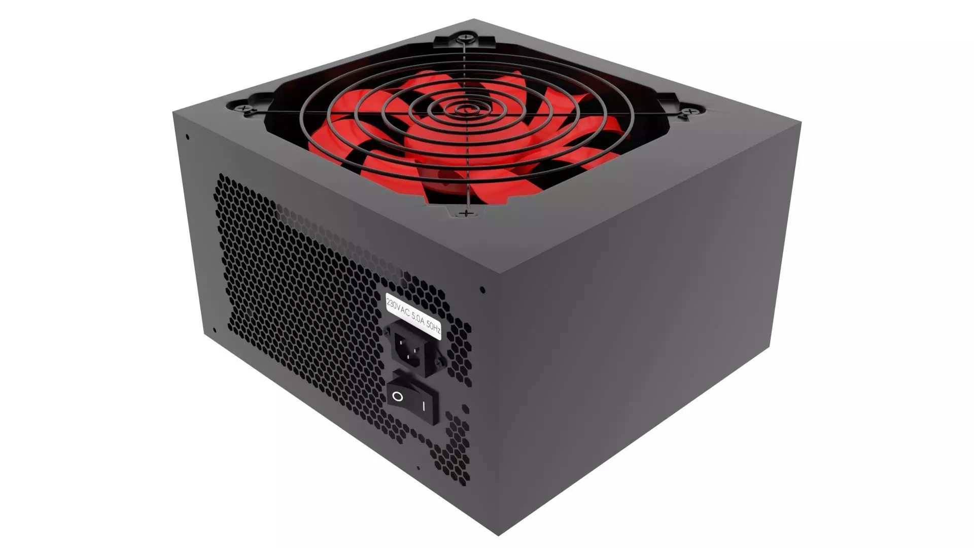 Black Power Supply Unit With Spinning Fan 3D model_0