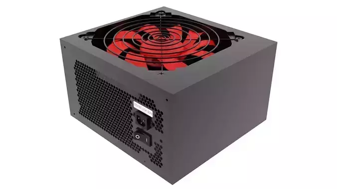 Black Power Supply Unit With Spinning Fan 3D model