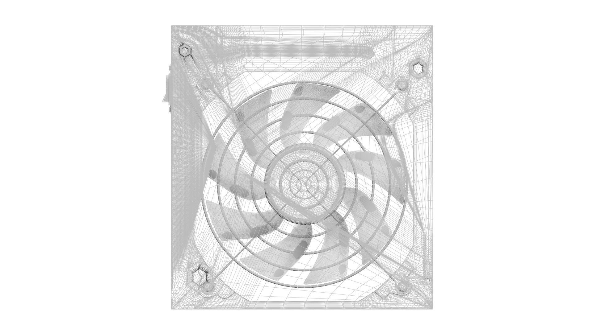 Black Power Supply Unit With Spinning Fan 3D model_25