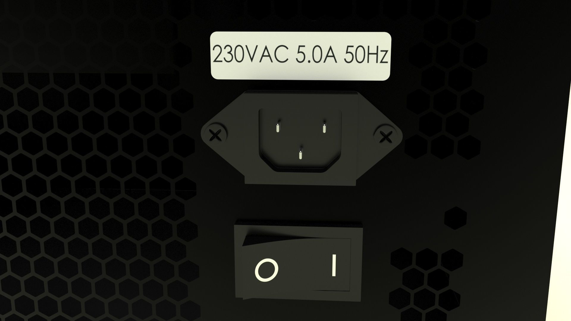 Black Power Supply Unit With Spinning Fan 3D model_32