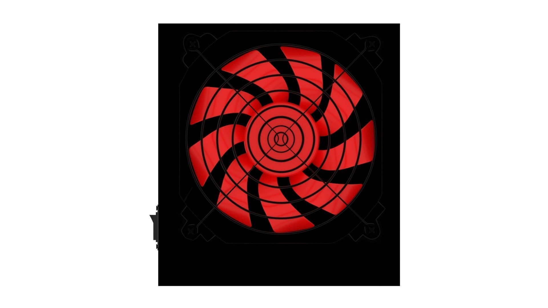 Black Power Supply Unit With Spinning Fan 3D model_10