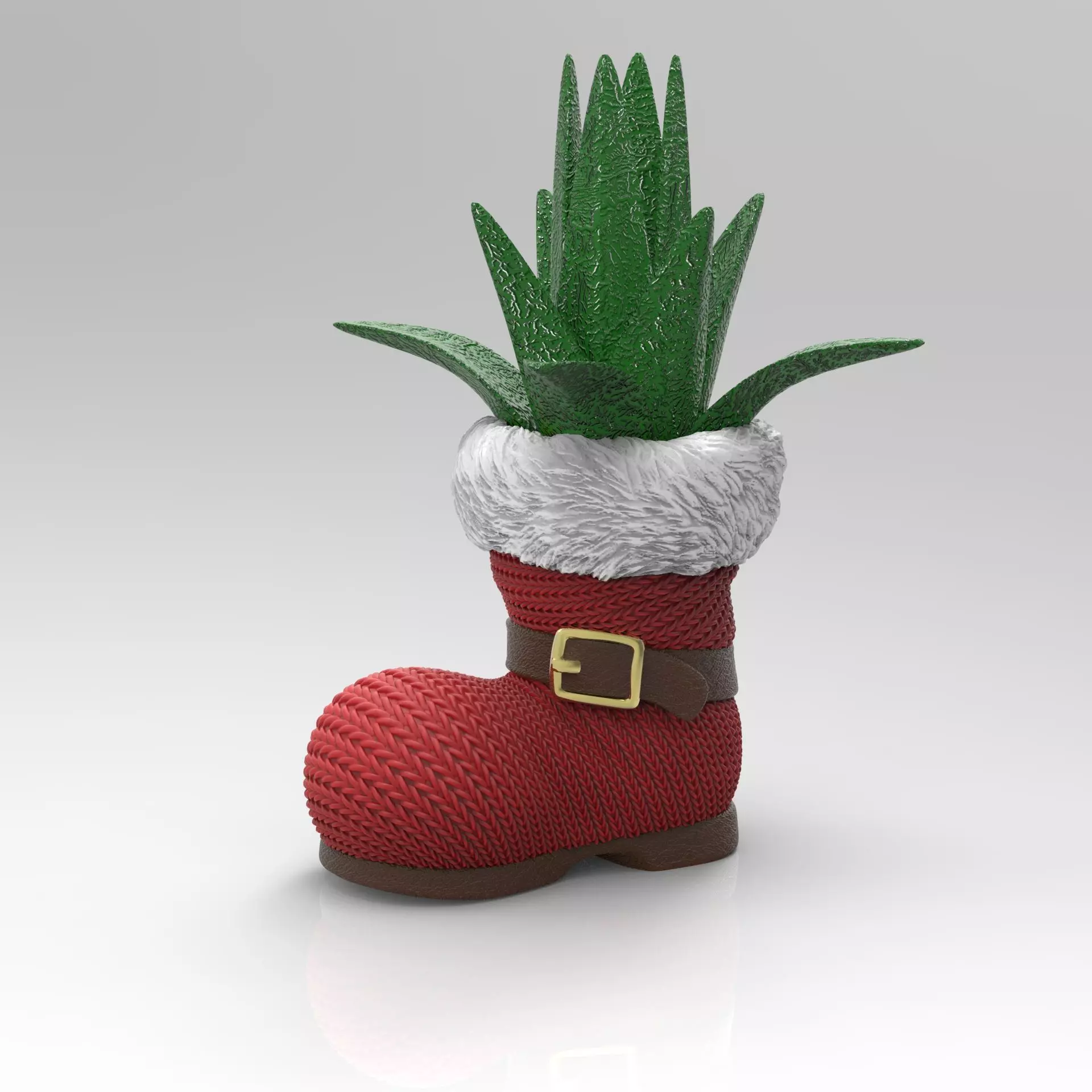 christmas succulent vase paper noel plant 3D print model_0