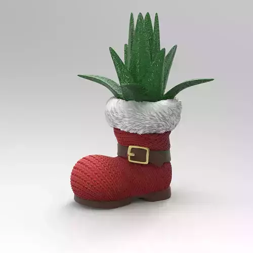 christmas succulent vase paper noel plant 3D print model