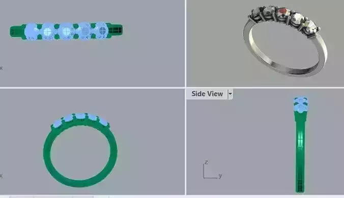 Demi alliance diamant Ring Y00012 