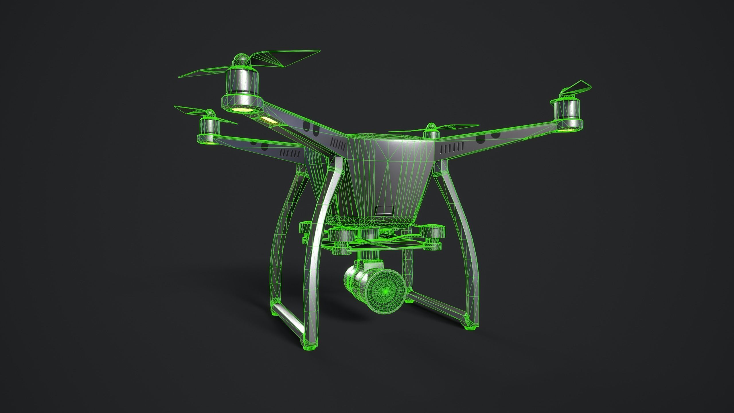 Drone Low-poly 3D model_7
