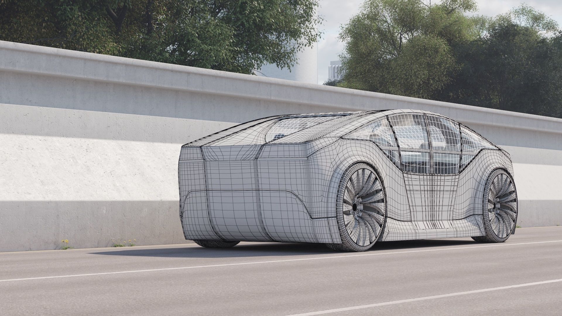 Self-driving concept car with interior and rigged 3D model_7