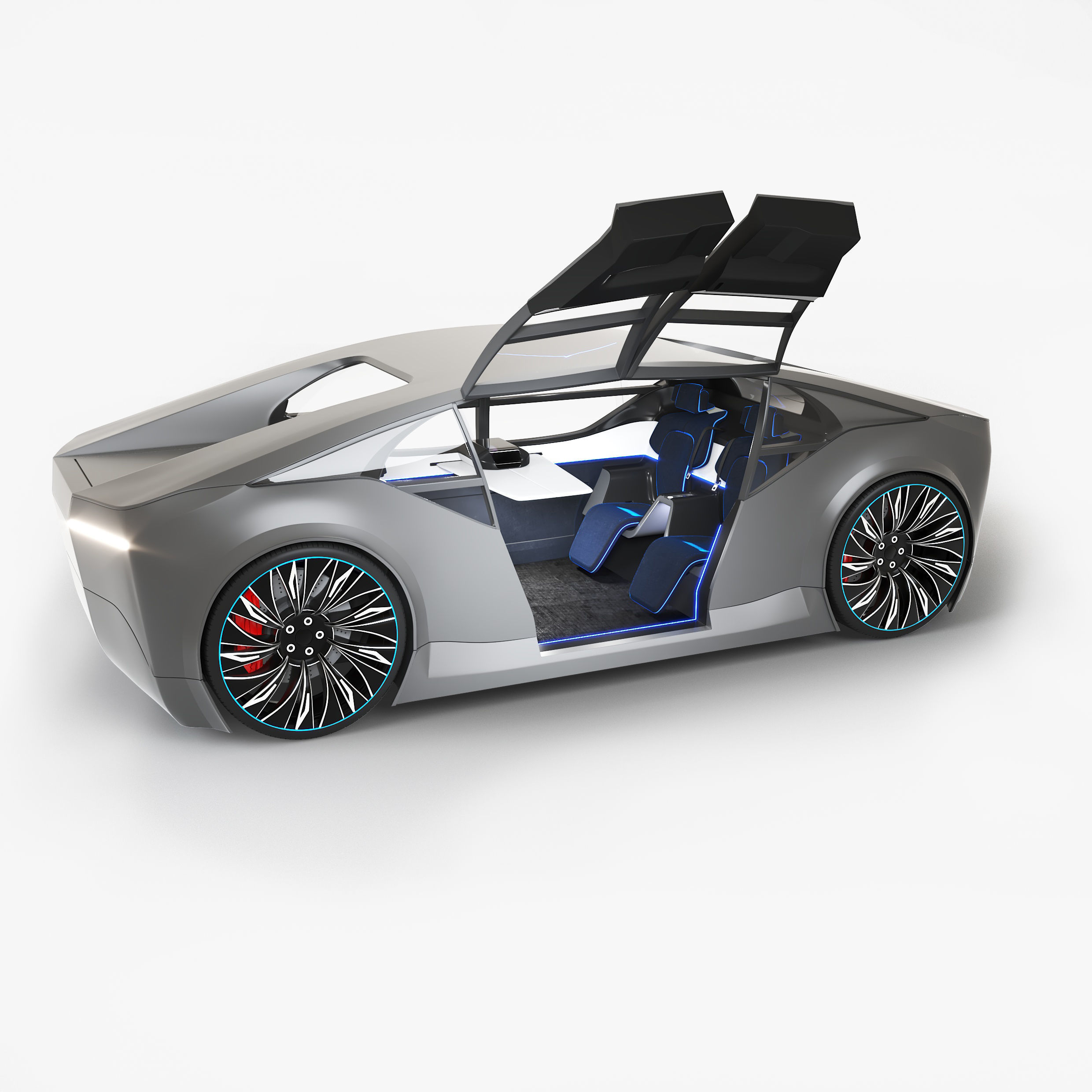 Self-driving concept car with interior and rigged 3D model_33