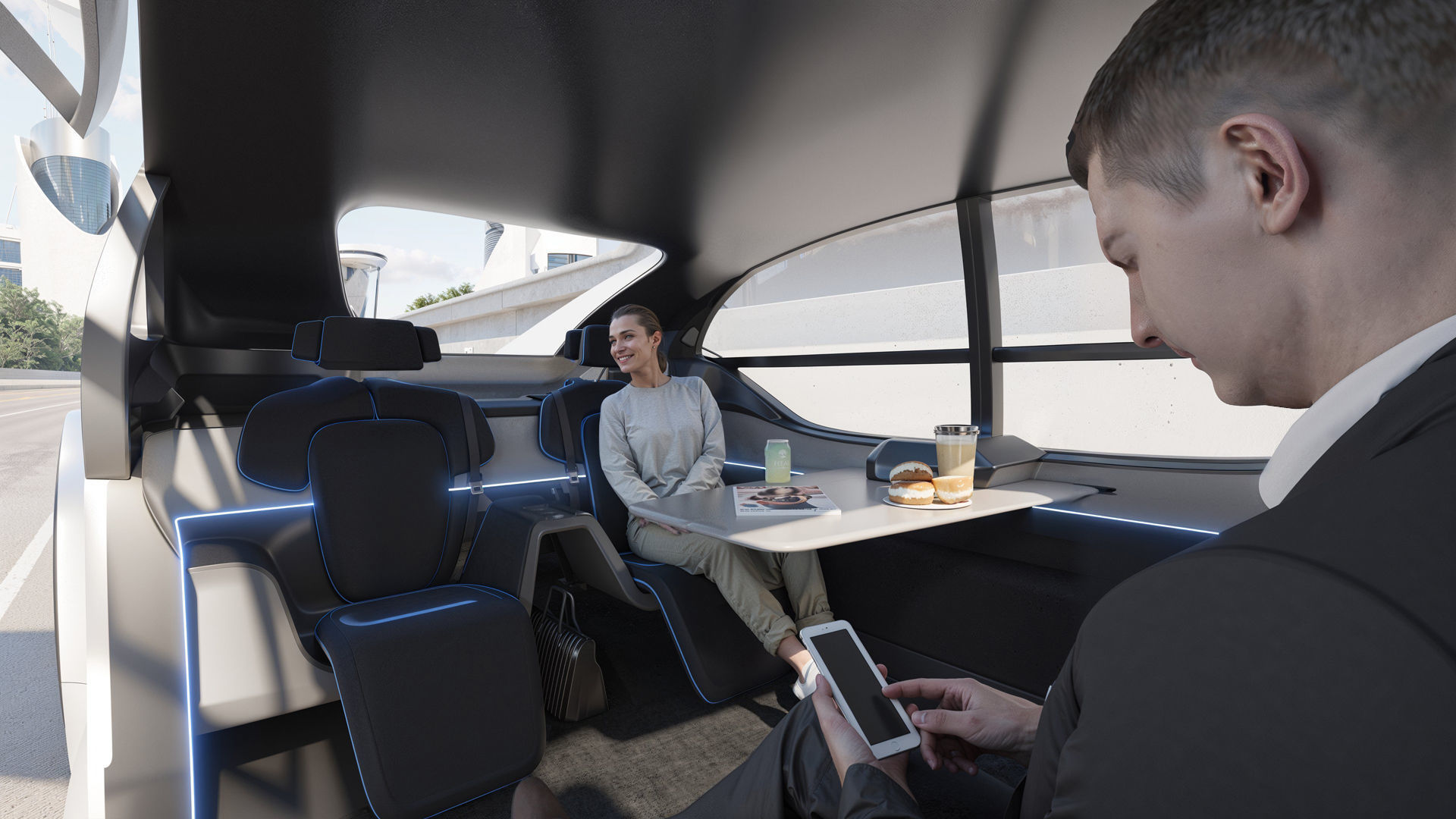 Self-driving concept car with interior and rigged 3D model_22