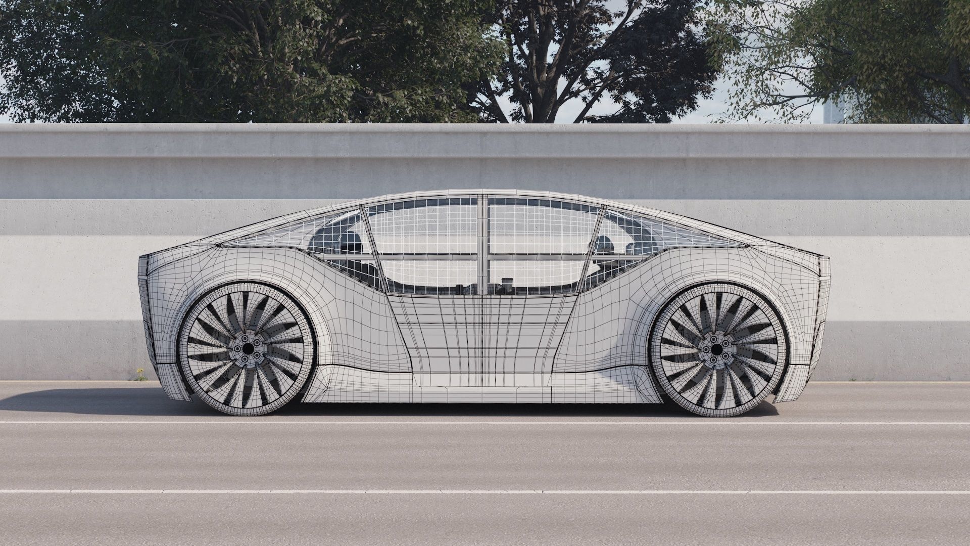 Self-driving concept car with interior and rigged 3D model_9