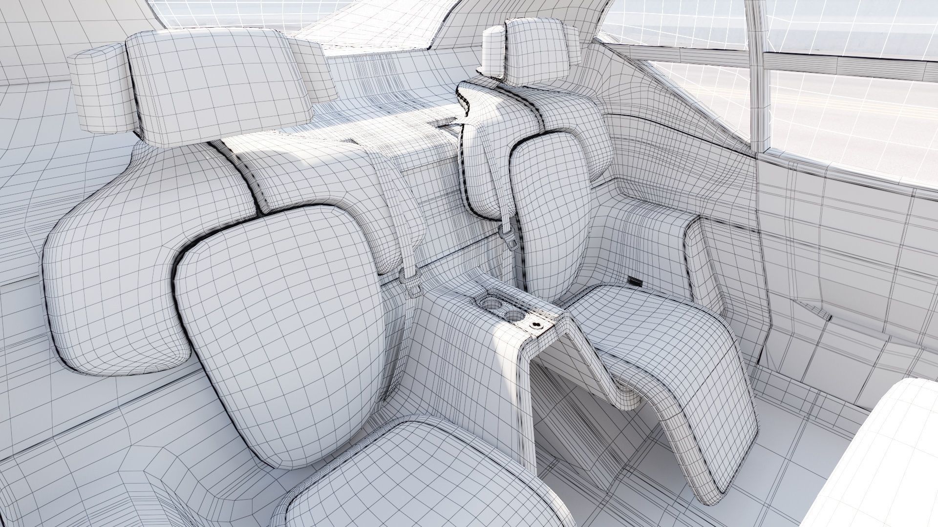 Self-driving concept car with interior and rigged 3D model_29