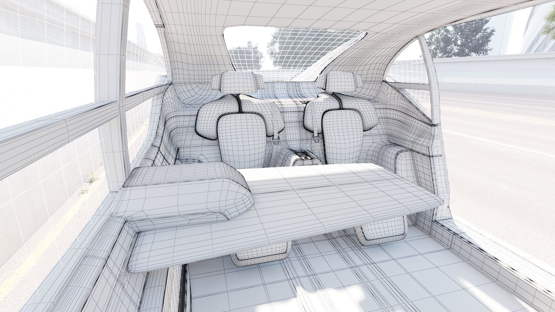 Self-driving concept car with interior and rigged 3D model_26